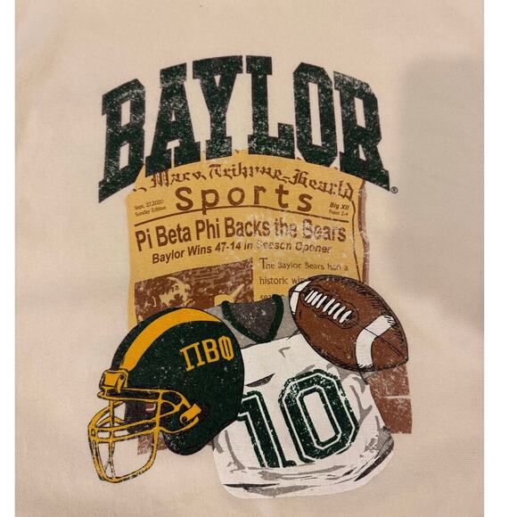BAYLOR UNIVERSITY Pi Beta Phi Football Sweatshirt Top size L Gameday - Picture 2 of 6